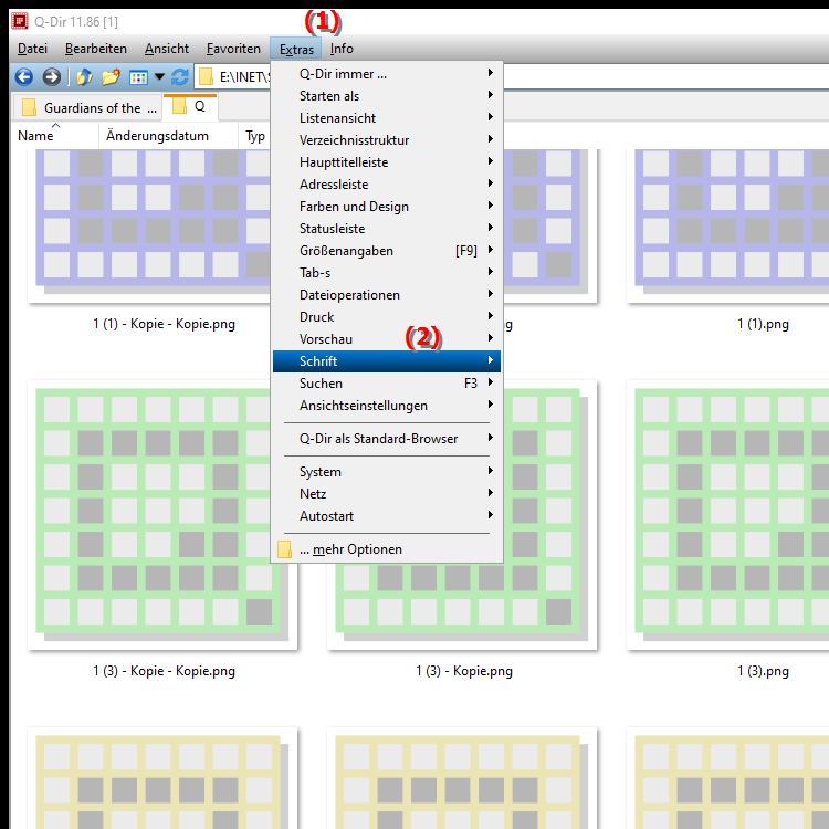 Wie kann ich die Schriftgröße im Quad Datei Explorer prozentual anpassen